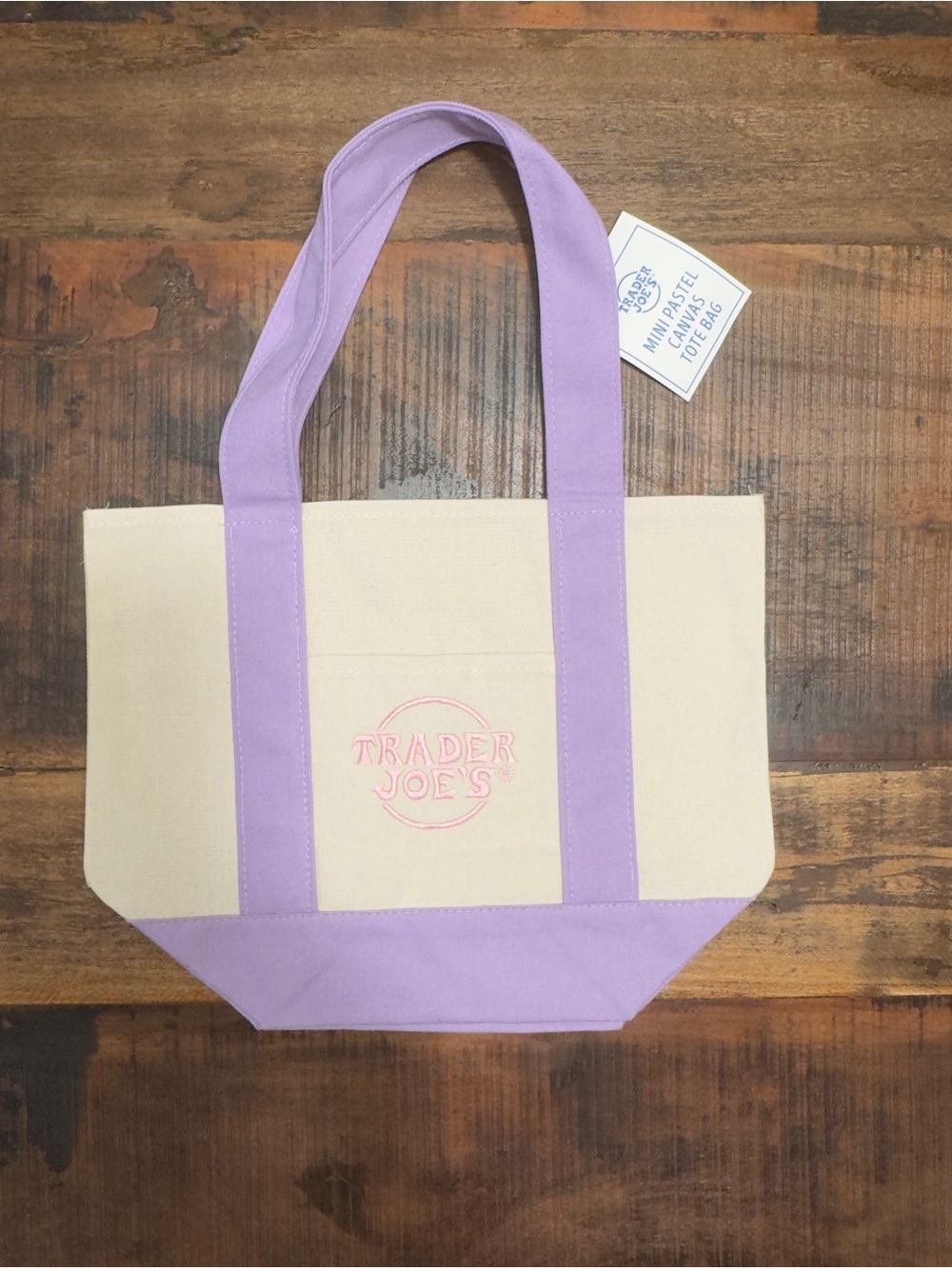 Trader Joe’s Mini Pastel Canvas Tote Bags - Pink, Lavender, Blue, Mint - Picture 6 of 9